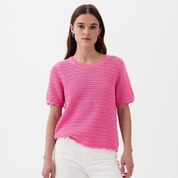 Gap Crochet Crewneck Short Sleeve Sweater - Picture 1 of 5